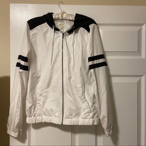 Varsity style zip up windbreaker jacket